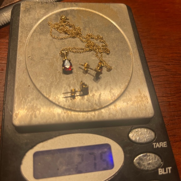 14k yellow gold set necklace and earrings - Picture 12 of 12